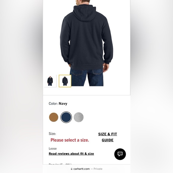 Carhartt Navy Blue Hoodie Men’s Size XL - Picture 2 of 9